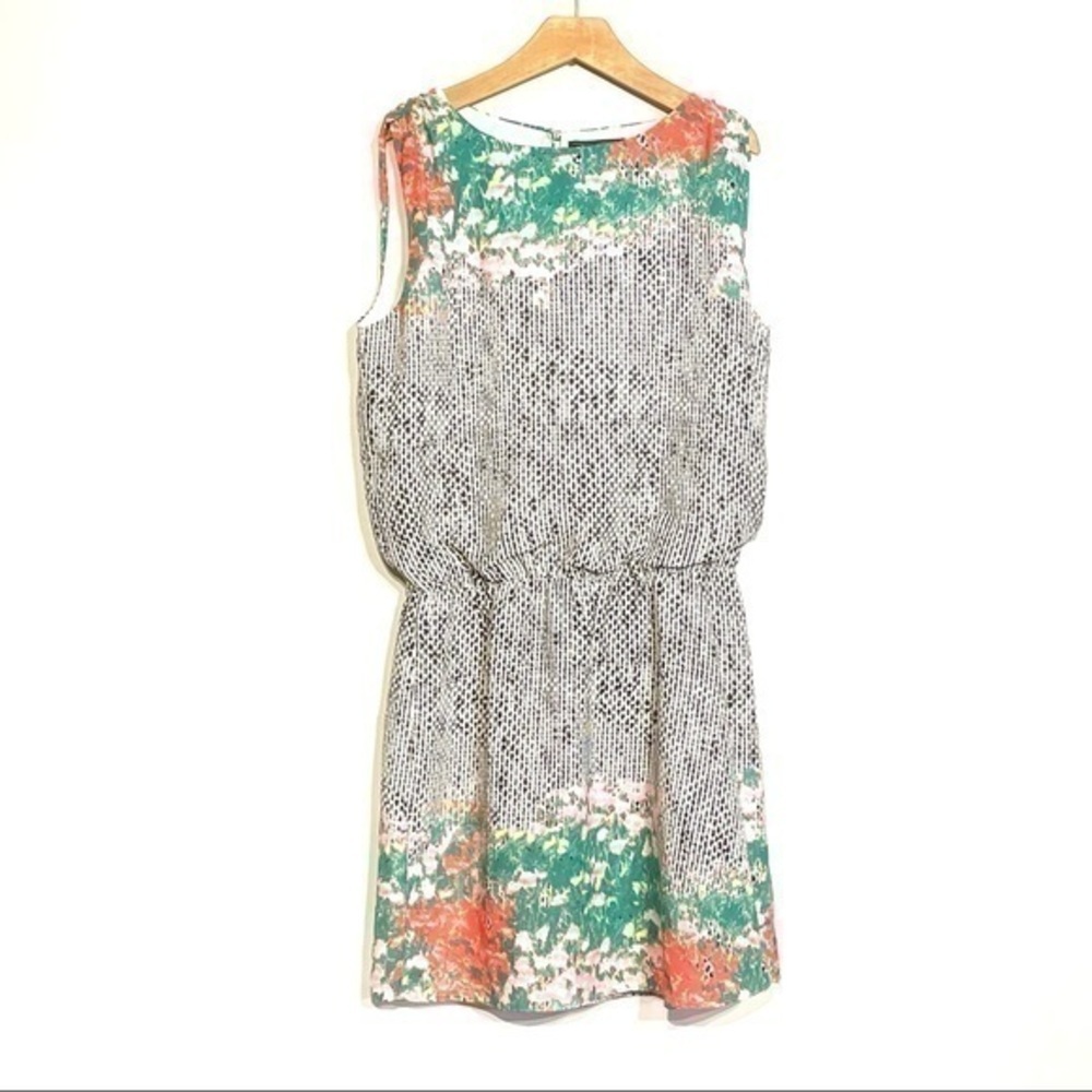 Sam Edelman S Summer Mini‎ Dress Sleeveless Floral Dress Black and White
